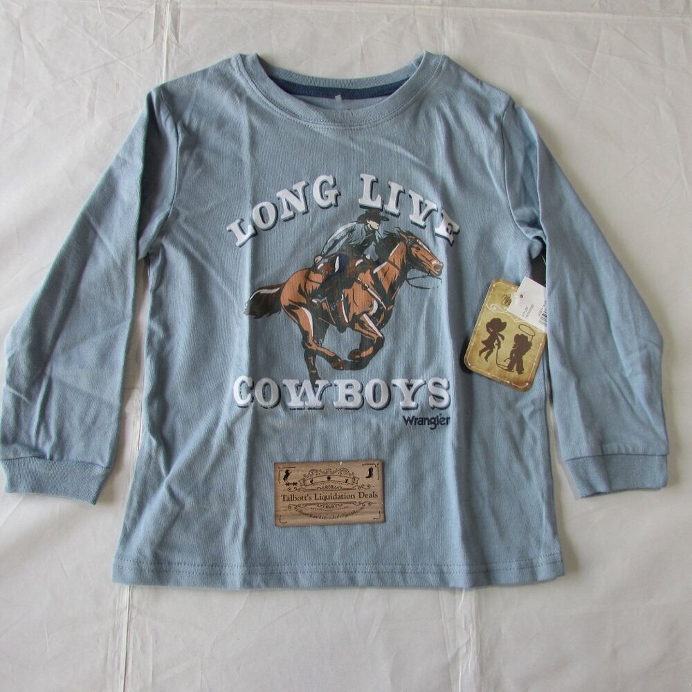 Wrangler Boy's Long Sleeve Long Live Cowboys Graphic T-Shirt Dusty Blue